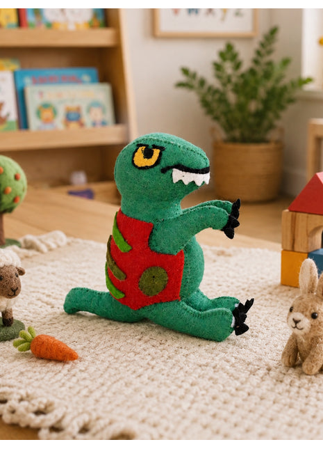 Handmade Wool Felt Dinosaur Toy for Kids