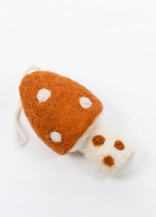 Handmade Wool Felt Mushroom Hanging Ornament - Cute Woodland Holiday Decor