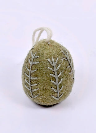 Handmade Wool Felt Embroidered Egg Ornament - Easter Decor