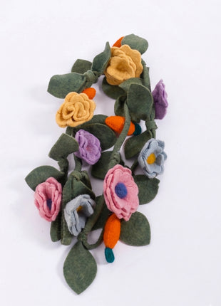 Handmade Wool Felt Floral Vine Garland - Spring & Easter Wall Decor (6 Feet)