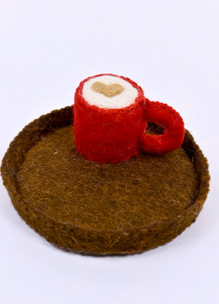 Handmade Wool Felt Coffee Cup and Cookies Play Set - Cozy Kitchen Decor