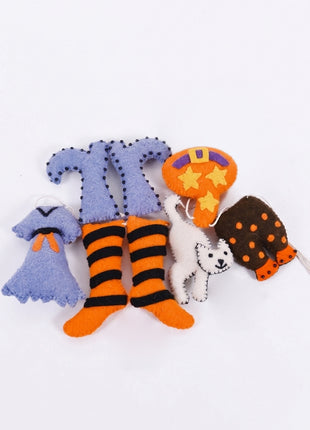Handmade Wool Felt Halloween Character Garland - Whimsical Holiday Wall Decor (2 Feet)