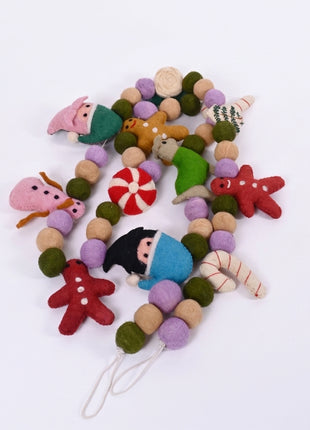 Handmade Festive Character Wool Felt Garland - Premium Holiday Mantel Decor (6 Feet)