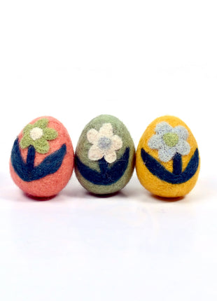 Handmade Embroidered Wool Felt Easter Eggs - Festive Spring Decor (Set of 8)