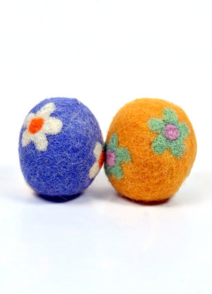 Handmade Embroidered Wool Felt Easter Eggs - Festive Spring Decor (Set of 8)