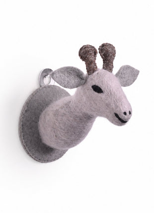 Handmade Wool Felt Giraffe Animal Head - Whimsical Nursery Wall Decor