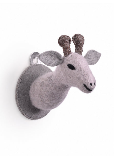 Handmade Wool Felt Giraffe Animal Head - Whimsical Nursery Wall Decor