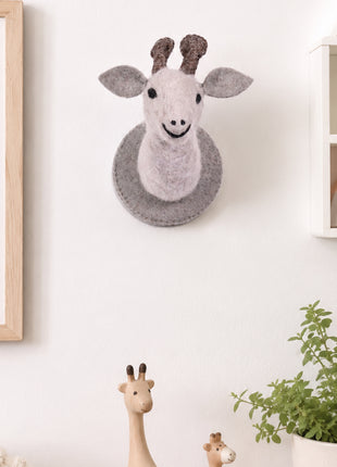 Handmade Wool Felt Giraffe Animal Head - Whimsical Nursery Wall Decor