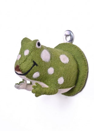 Handmade Wool Felt Frog Wall Decor - Whimsical Nursery Animal Head