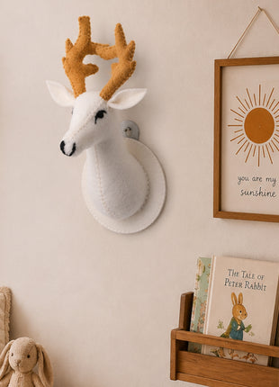 Handmade Wool Felt Deer Animal Head - Elegant Nursery Wall Decor