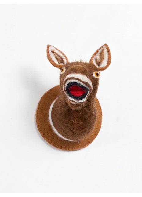 Handmade Wool Felt Donkey Wall Decor - Whimsical Animal Head Art