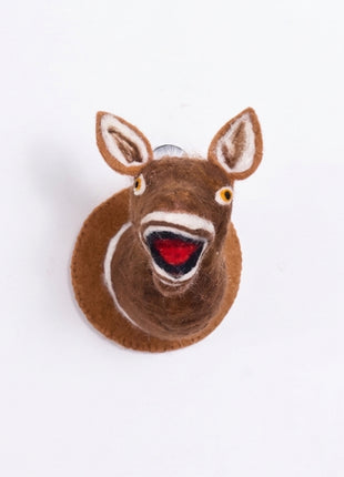 Handmade Wool Felt Donkey Wall Decor - Whimsical Animal Head Art