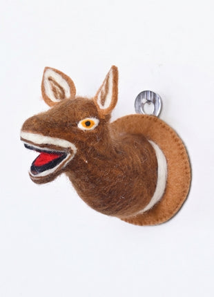 Handmade Wool Felt Donkey Wall Decor - Whimsical Animal Head Art