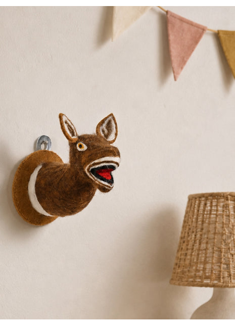Handmade Wool Felt Donkey Wall Decor - Whimsical Animal Head Art