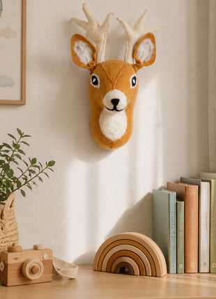 Handmade Wool Felt Reindeer Wall Decor – Whimsical Woodland Nursery Art