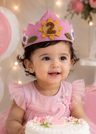 Handmade Wool Felt Birthday Crown Set for Girls – Numbers 1-10