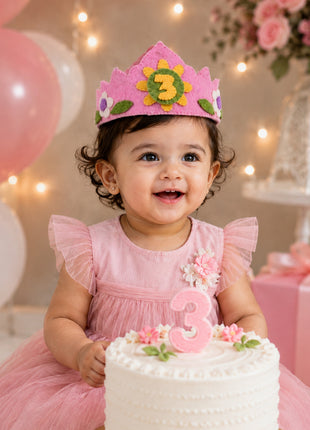 Handmade Wool Felt Birthday Crown Set for Girls – Numbers 1-10