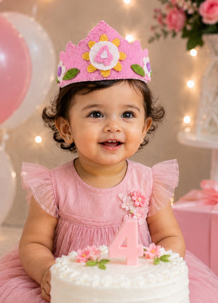 Handmade Wool Felt Birthday Crown Set for Girls – Numbers 1-10