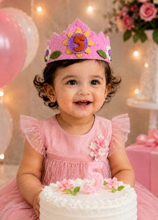 Handmade Wool Felt Birthday Crown Set for Girls – Numbers 1-10