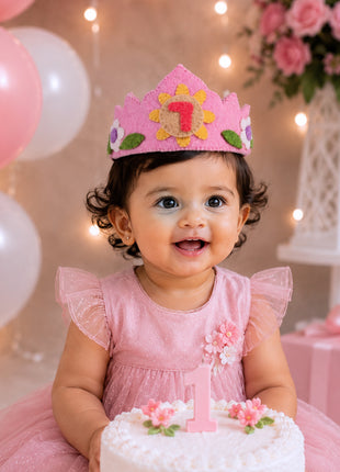 Handmade Wool Felt Birthday Crown Set for Girls – Numbers 1-10