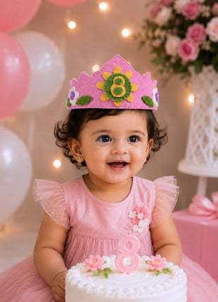 Handmade Wool Felt Birthday Crown Set for Girls – Numbers 1-10