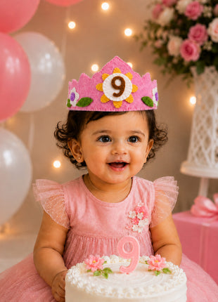 Handmade Wool Felt Birthday Crown Set for Girls – Numbers 1-10