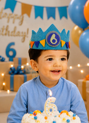 Handmade Wool Felt Birthday Crown Set for Boys – Numbers 1-10