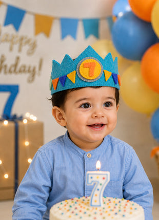 Handmade Wool Felt Birthday Crown Set for Boys – Numbers 1-10