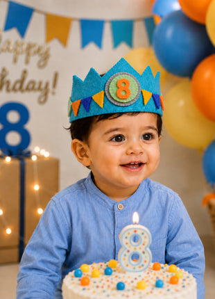 Handmade Wool Felt Birthday Crown Set for Boys – Numbers 1-10