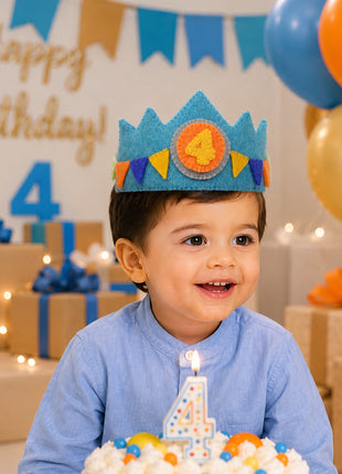 Handmade Wool Felt Birthday Crown Set for Boys – Numbers 1-10