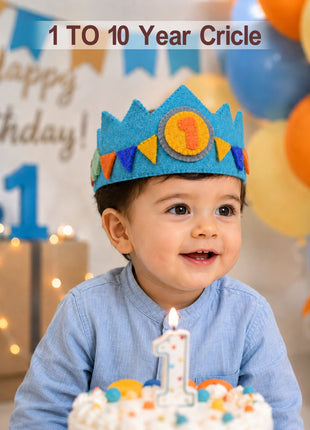 Handmade Wool Felt Birthday Crown Set for Boys – Interchangeable Numbers 1-10