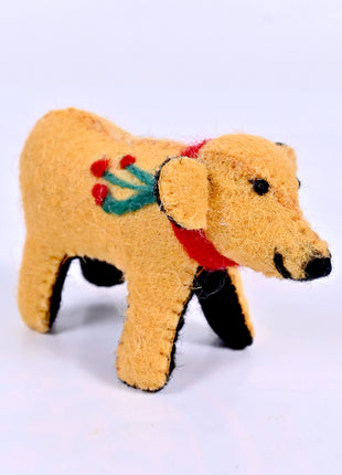Handmade Wool Felt Bear Figurine – Cute Yellow Mustard Teddy Bear Toy