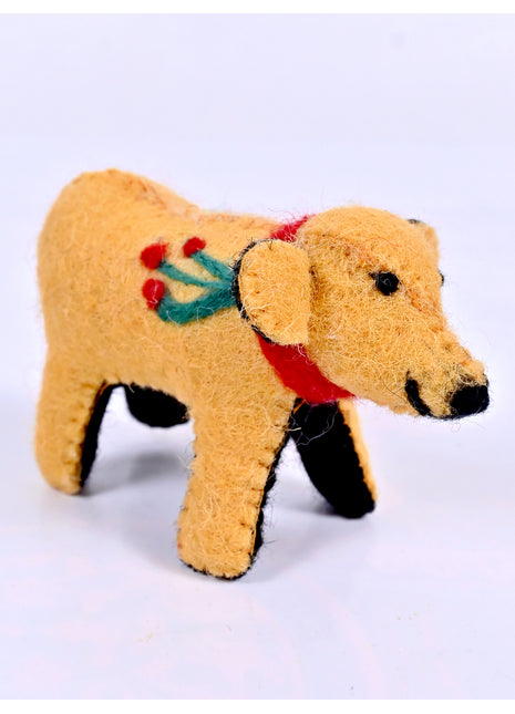 Handmade Wool Felt Bear Figurine – Cute Yellow Mustard Teddy Bear Toy