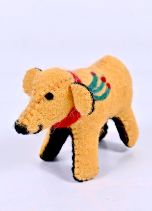 Handmade Wool Felt Bear Figurine – Cute Yellow Mustard Teddy Bear Toy