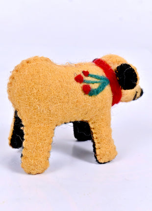 Handmade Wool Felt Bear Figurine – Cute Yellow Mustard Teddy Bear Toy
