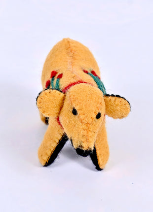 Handmade Wool Felt Bear Figurine – Cute Yellow Mustard Teddy Bear Toy