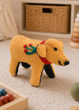 Handmade Wool Felt Bear Figurine – Cute Yellow Mustard Teddy Bear Toy