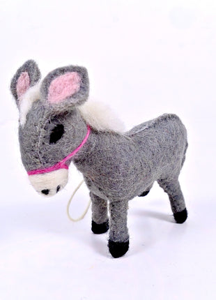 Handmade Wool Felt Donkey Hanging Ornament – Cute Miniature Farm Animal Nursery & Home Decor