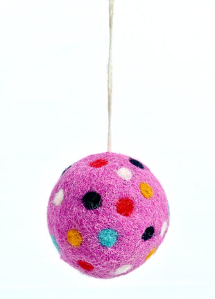 Handmade Wool Felt Polka Dot Car Charm – Pink Polka Dot Essential Oil Diffuser Ball Hanging Car Ornament