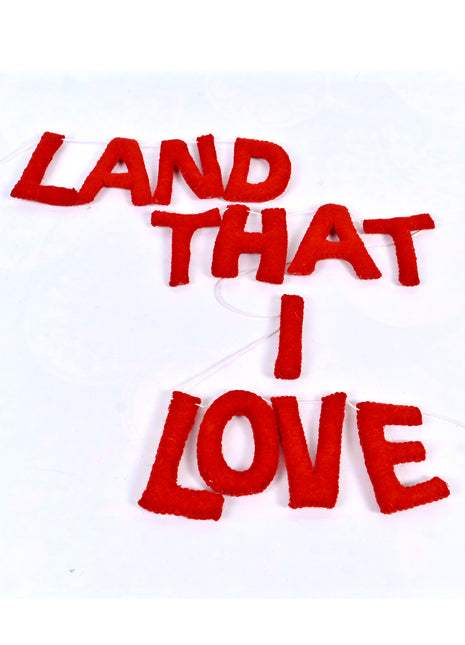 Handmade Wool Felt Patriotic Letter Garland – "Land That I Love" Red Banner