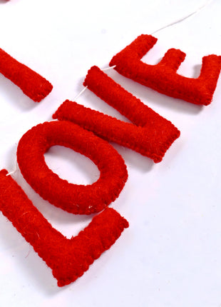 Handmade Wool Felt Patriotic Letter Garland – "Land That I Love" Red Banner
