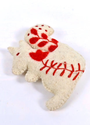Handmade Wool Felt Squirrel Hanging Ornament – Nordic Embroidered Woodland Holiday Decor
