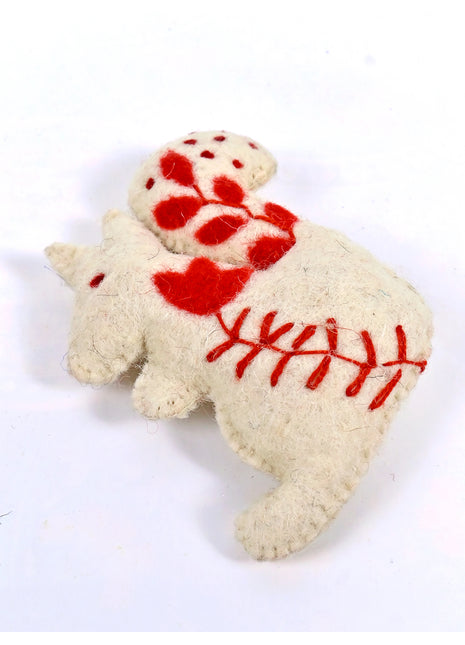 Handmade Wool Felt Squirrel Hanging Ornament – Nordic Embroidered Woodland Holiday Decor