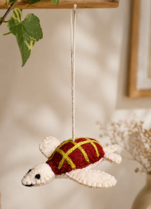 Handmade Wool Felt Sea Turtle Hanging Ornament – Cute Ocean Animal Nursery & Home Decor