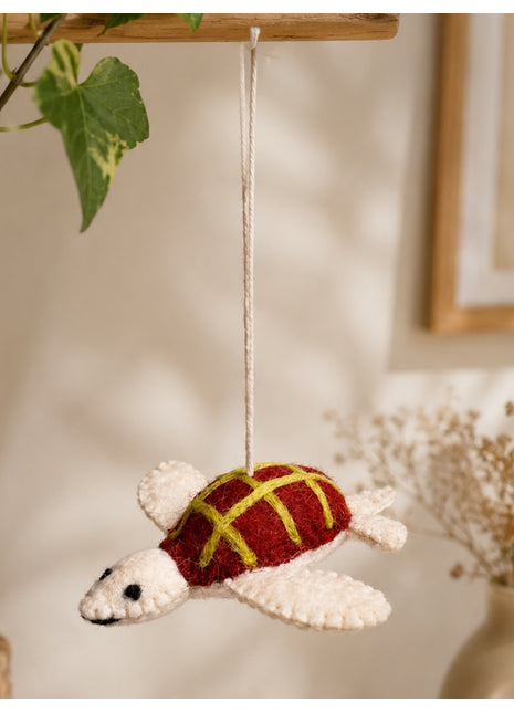 Handmade Wool Felt Sea Turtle Hanging Ornament – Cute Ocean Animal Nursery & Home Decor