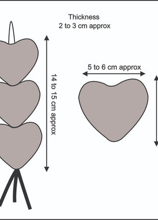 Handmade Wool Felt Heart Hanging Ornament – Triple Valentine Hearts Garland Decor