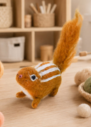 Handmade Wool Felt Squirrel Toy – Cute Woodland Animal Décor for Kids & Nursery