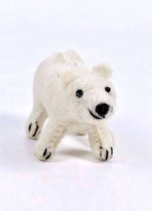 Handmade Wool Felt Polar Bear Hanging Ornament – Cute Arctic Animal Décor