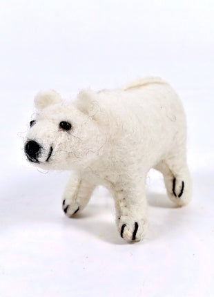 Handmade Wool Felt Polar Bear Hanging Ornament – Cute Arctic Animal Décor