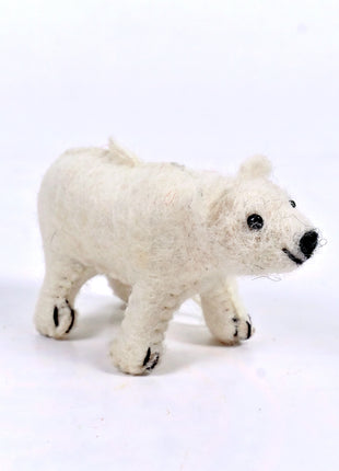 Handmade Wool Felt Polar Bear Hanging Ornament – Cute Arctic Animal Décor